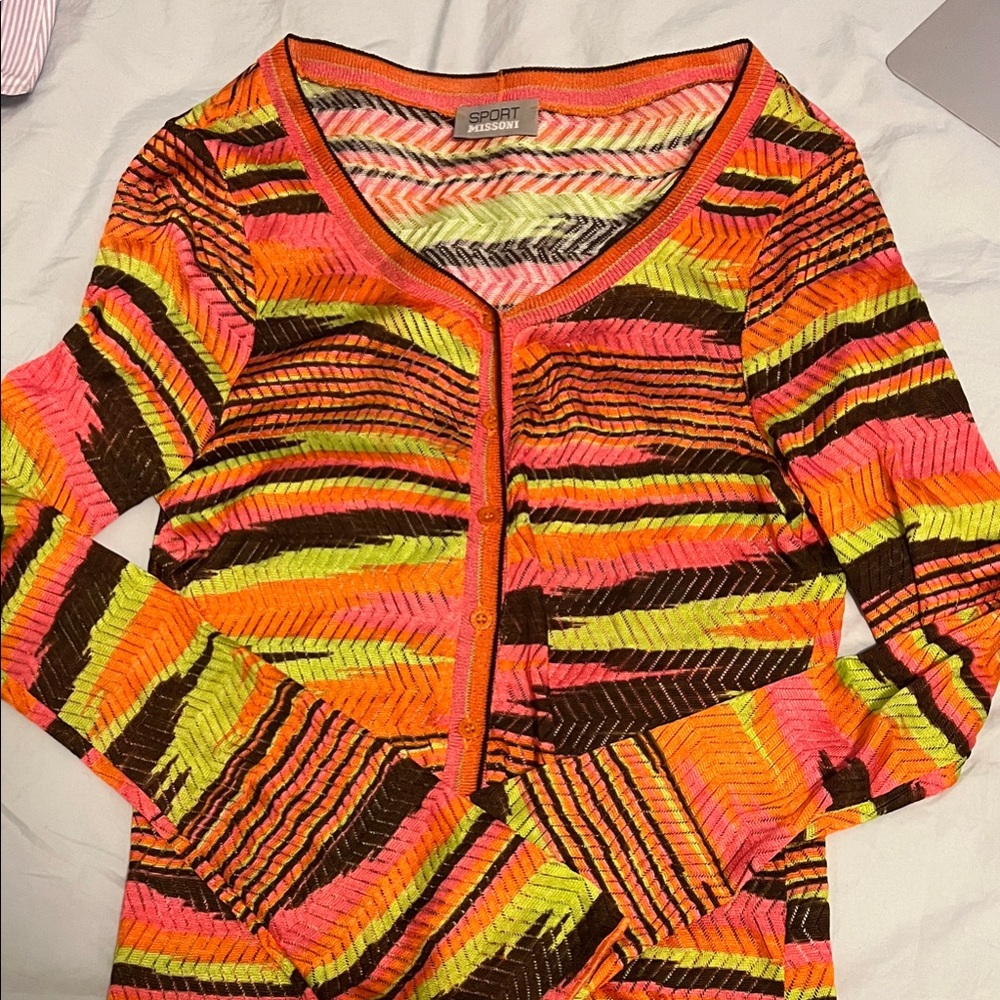 Missoni Multicolor Chevron Knit Cardigan